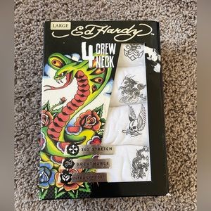 Ed Hardy 4-Pack Men's Size Large Logo Ribbed Shirt Tanks Black/Gray/White New